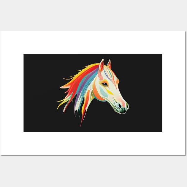 Rainbow Mare on black Wall Art by Geminiartstudio